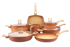 NEWARE Terracotta 11 Piece Cooking Set with Milk Cup/ Batería de 11 piezas de Terracotta con POCILLO