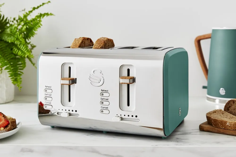 Nordic Green 4-Slice Toaster, Kettle, and Microwave Bundle