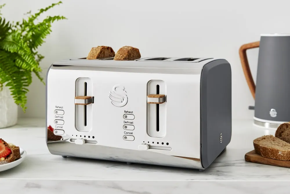 Nordic Grey 4-Slice Toaster, Kettle, and Microwave Bundle