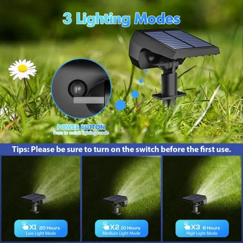 NYMPHY Solar Lights Outdoor Waterproof IP68, 56 LED 3 Lighting Modes Solar Powered Garden Yard Spot Solar Lights for Christmas Outside Landscape- 4 Pack (Cool White)