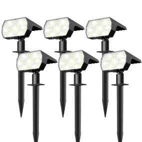 NYMPHY Solar Lights Outdoor Waterproof IP68, 56 LED 3 Lighting Modes Solar Powered Garden Yard Spot Solar Lights for Christmas Outside Landscape- 6 Pack (Cool White)