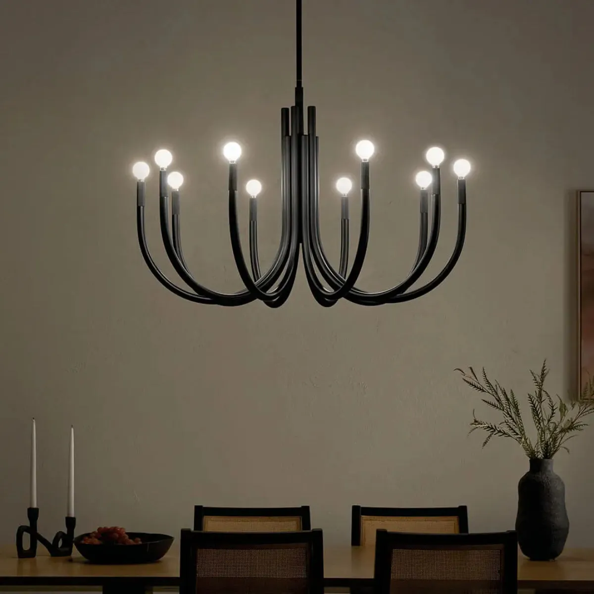 Odensa 40 in. 10 Lights Chandelier Black Finish