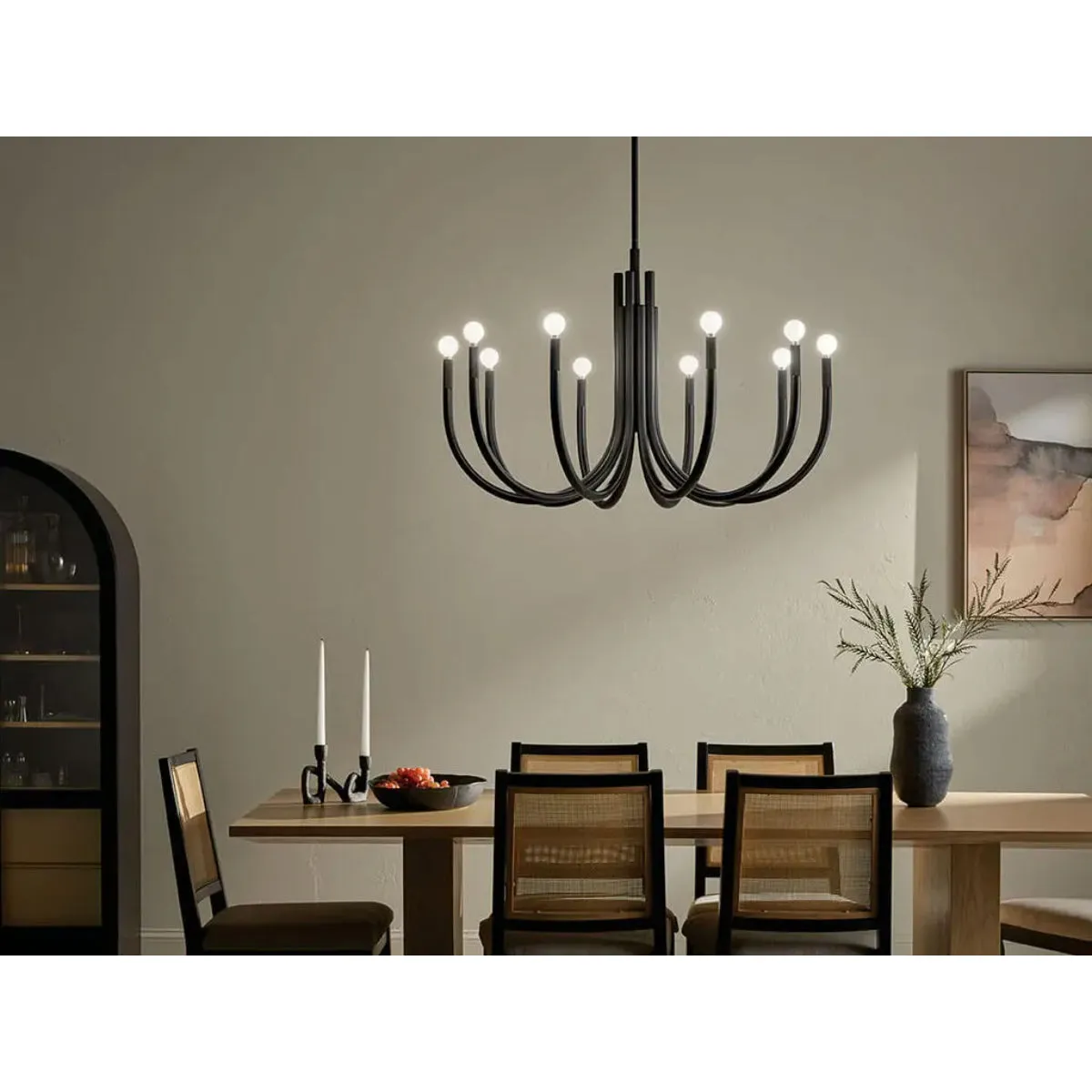 Odensa 40 in. 10 Lights Chandelier Black Finish