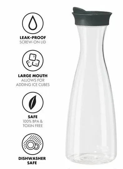 Oggi Juice Carafe With Flip Open Lid - Black - 1.6Lt