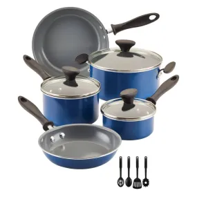 Open Box - Farberware Reliance Pro 12pc Nonstick Ceramic Cookware Set Teal/Gray