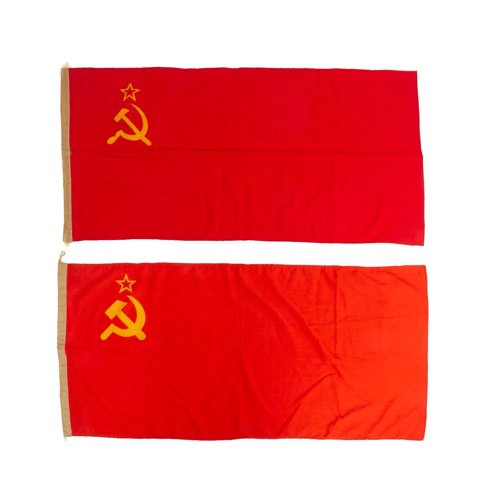 Original Soviet Union Cold War Era 1991 Dated Communist Flag Lot of 2 - 52” x 25 ½” & 52” x 25”