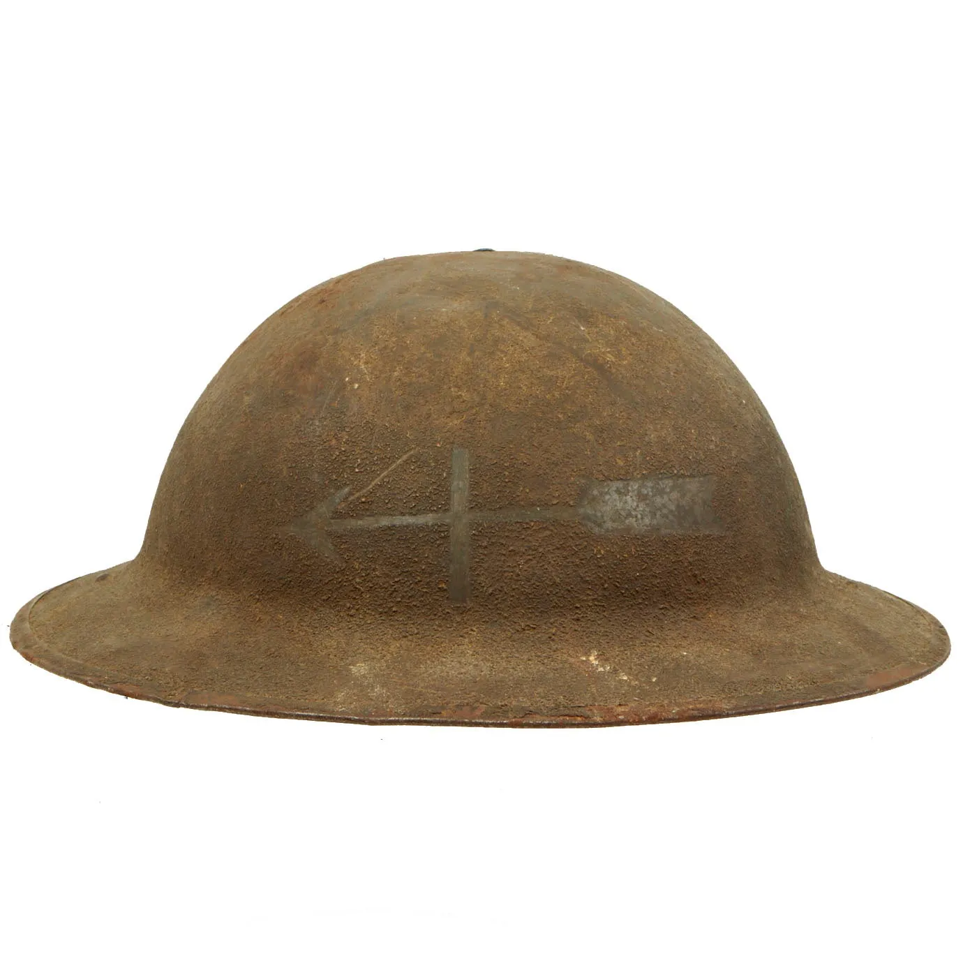 Original U.S. WWI M1917 Doughboy Helmet With Textured Paint and Weathervane Etching