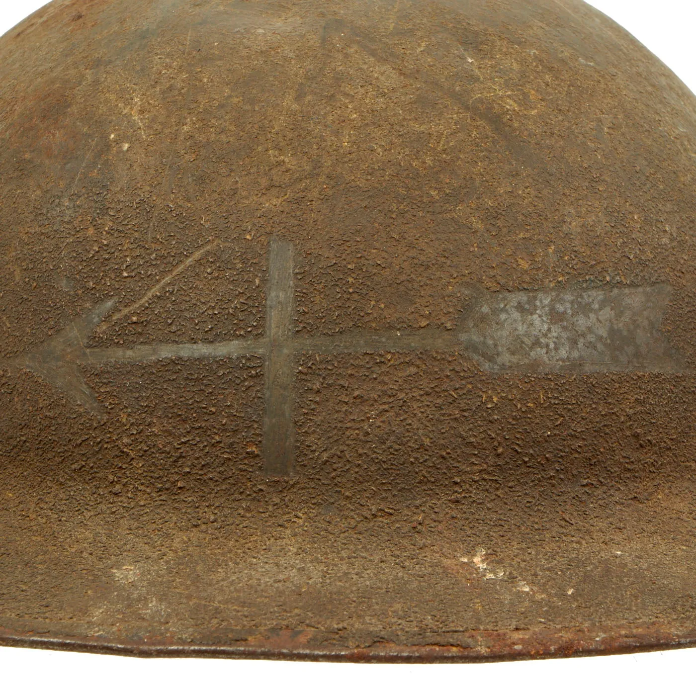 Original U.S. WWI M1917 Doughboy Helmet With Textured Paint and Weathervane Etching