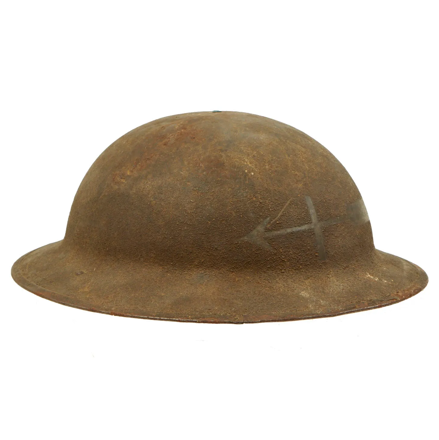 Original U.S. WWI M1917 Doughboy Helmet With Textured Paint and Weathervane Etching