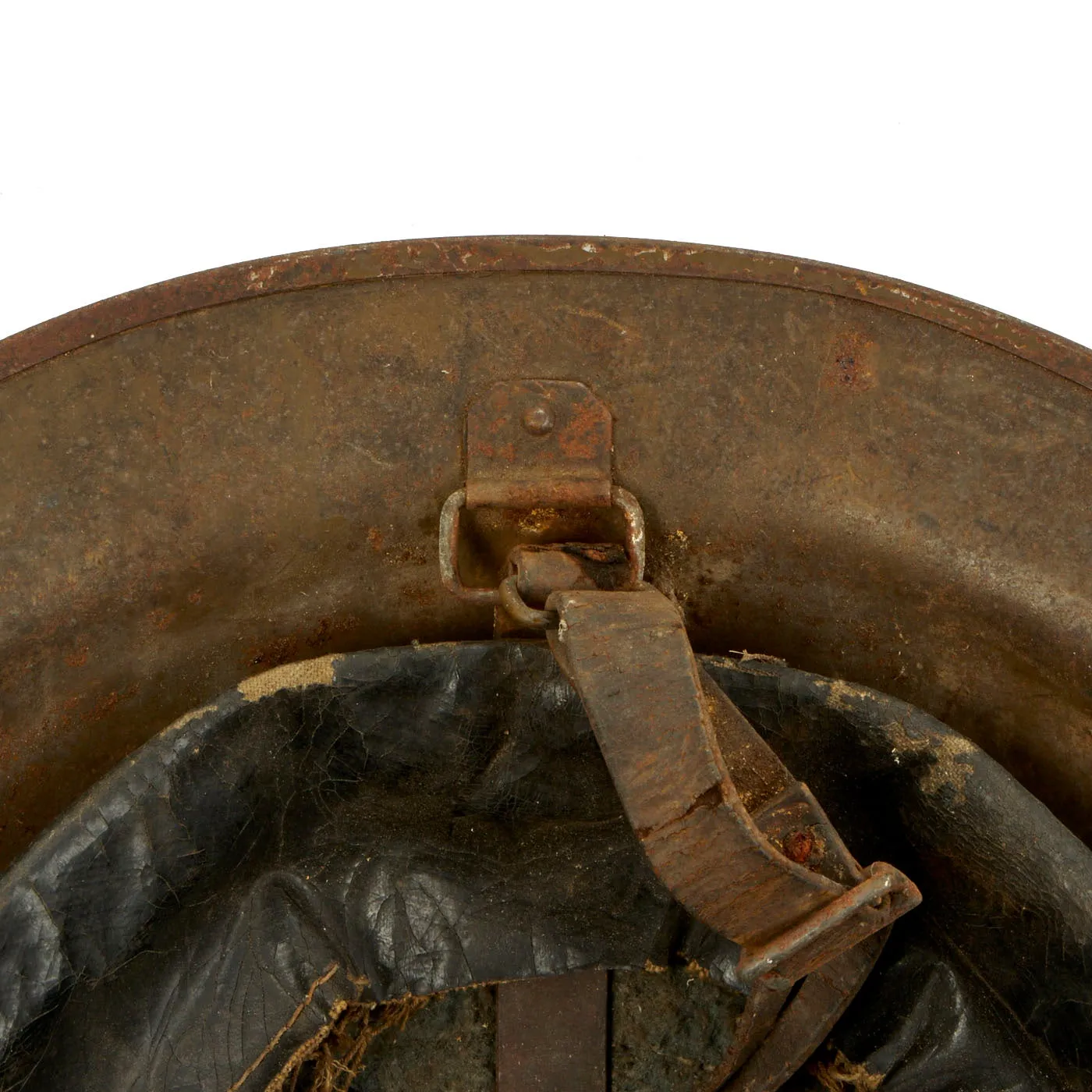 Original U.S. WWI M1917 Doughboy Helmet With Textured Paint and Weathervane Etching