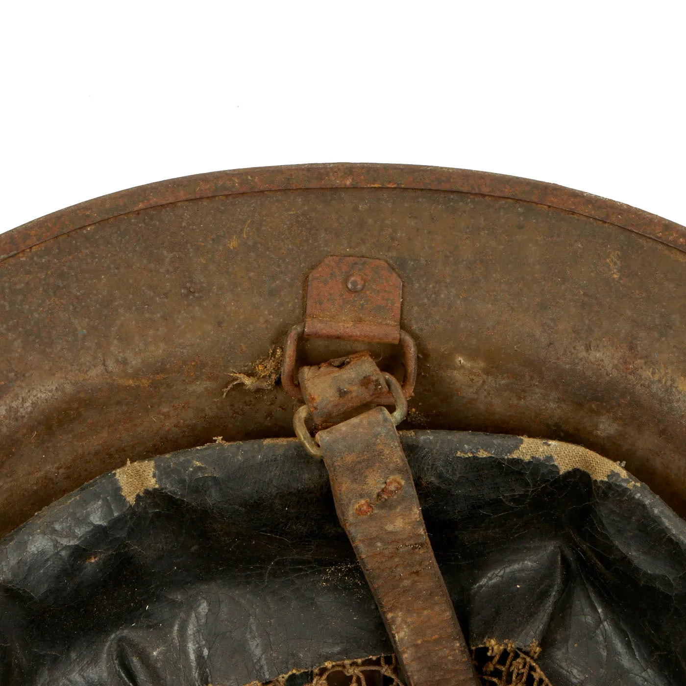 Original U.S. WWI M1917 Doughboy Helmet With Textured Paint and Weathervane Etching