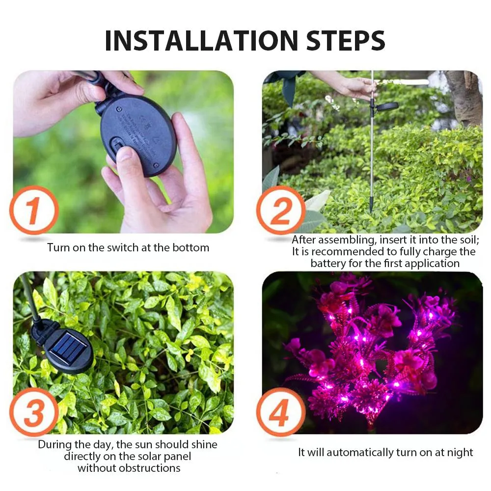 Outdoor Waterproof Solar Phalaenopsis Lamp Garden Decorative Lights