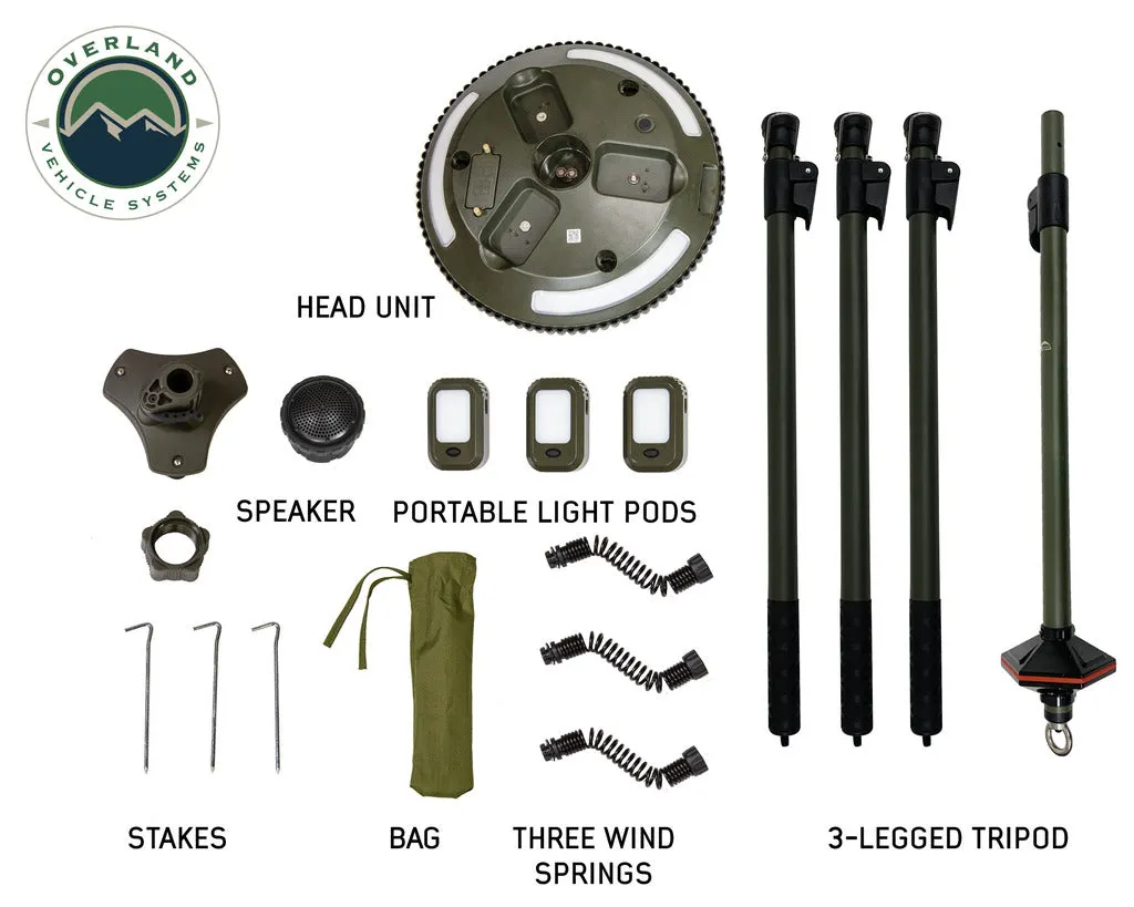 Overland Vehicle Systems UFO Solar Light w/ Light Pods & Speaker