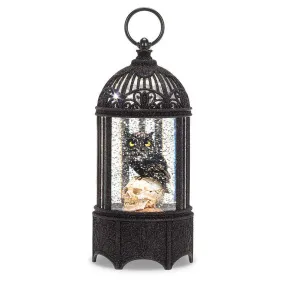 Owl in Cage Glitter LED Lantern