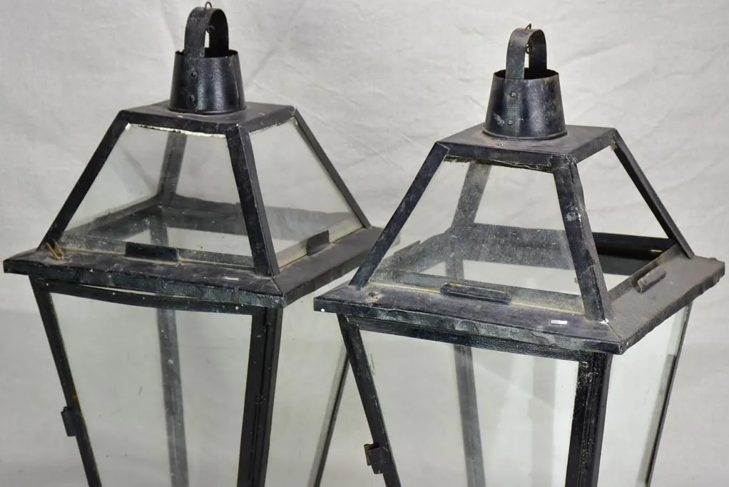 Pair of large antique French lanterns 21¼"