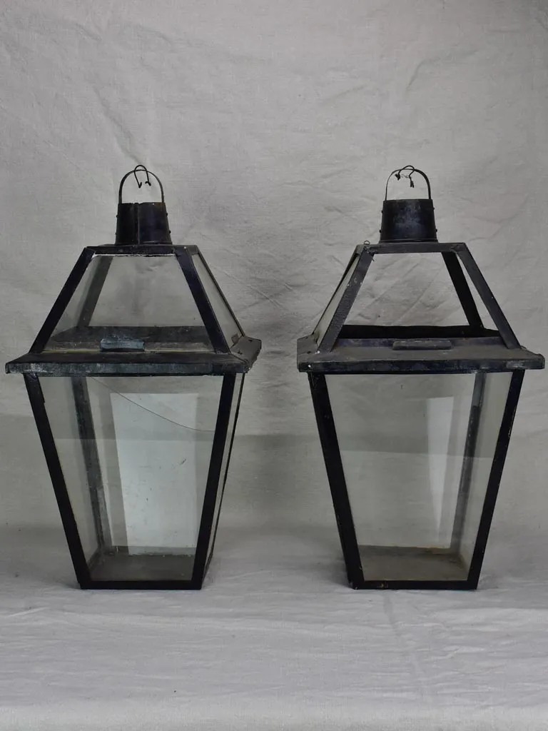 Pair of large antique French lanterns 21¼"