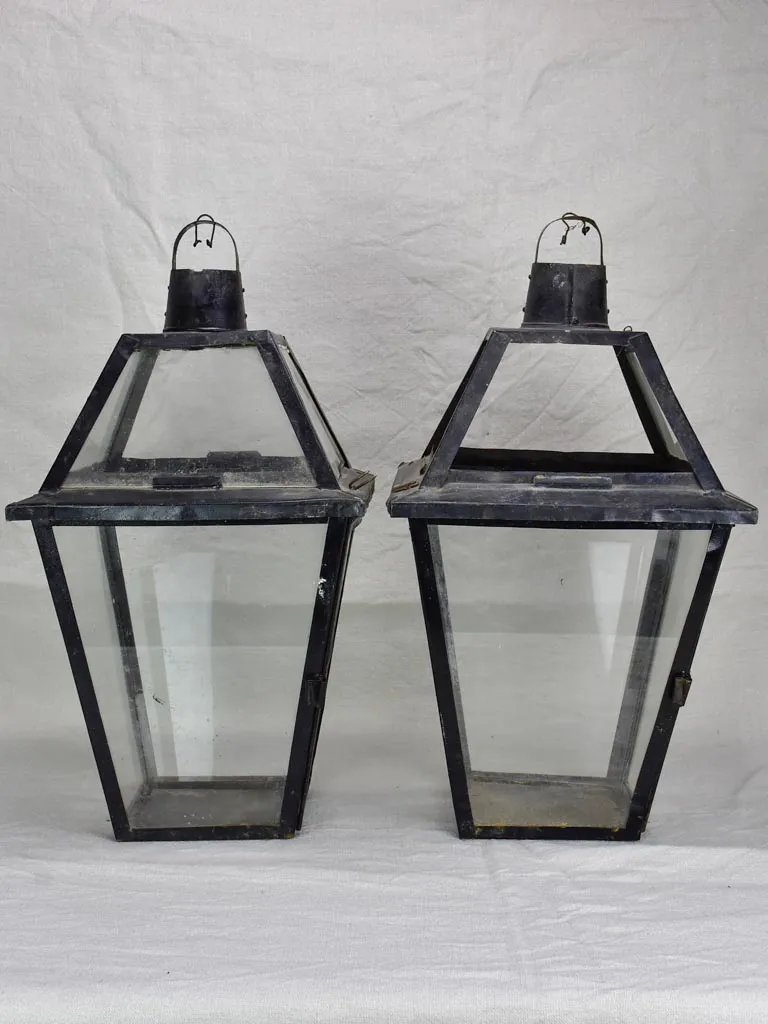 Pair of large antique French lanterns 21¼"