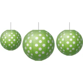 PAPER LANTERNS LIME POLKA DOTS