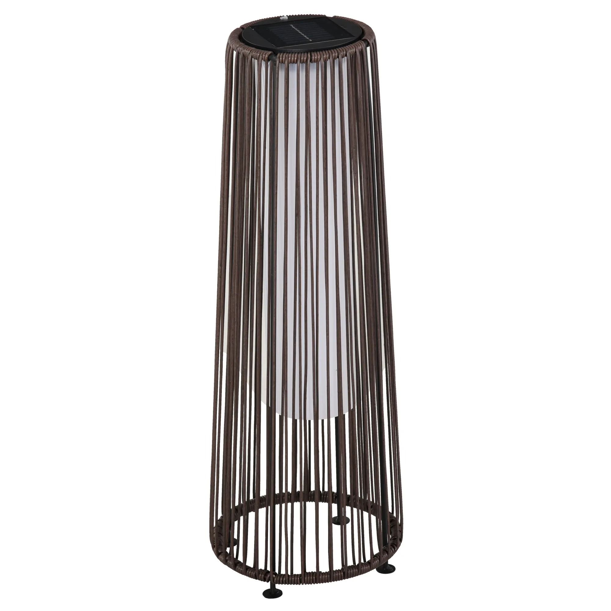 Patio Garden PE Rattan Solar Lights Woven Resin Wicker Lantern Auto On/Off Solar Powered Lights, Brown