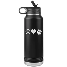 Peace, love, animals Water Bottle Tumbler 32 oz