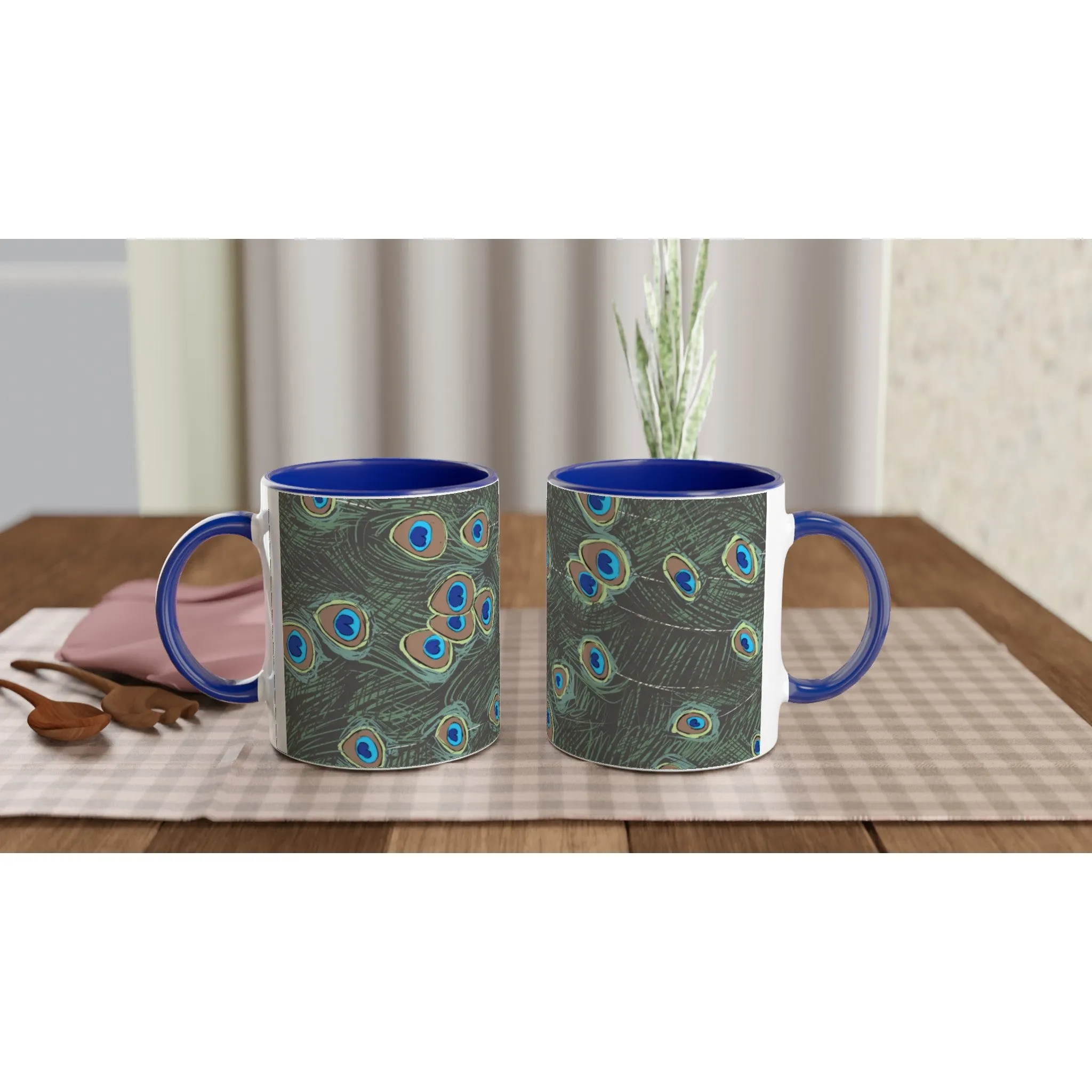 Peacock Blue 11oz Ceramic Mug with Color Inside