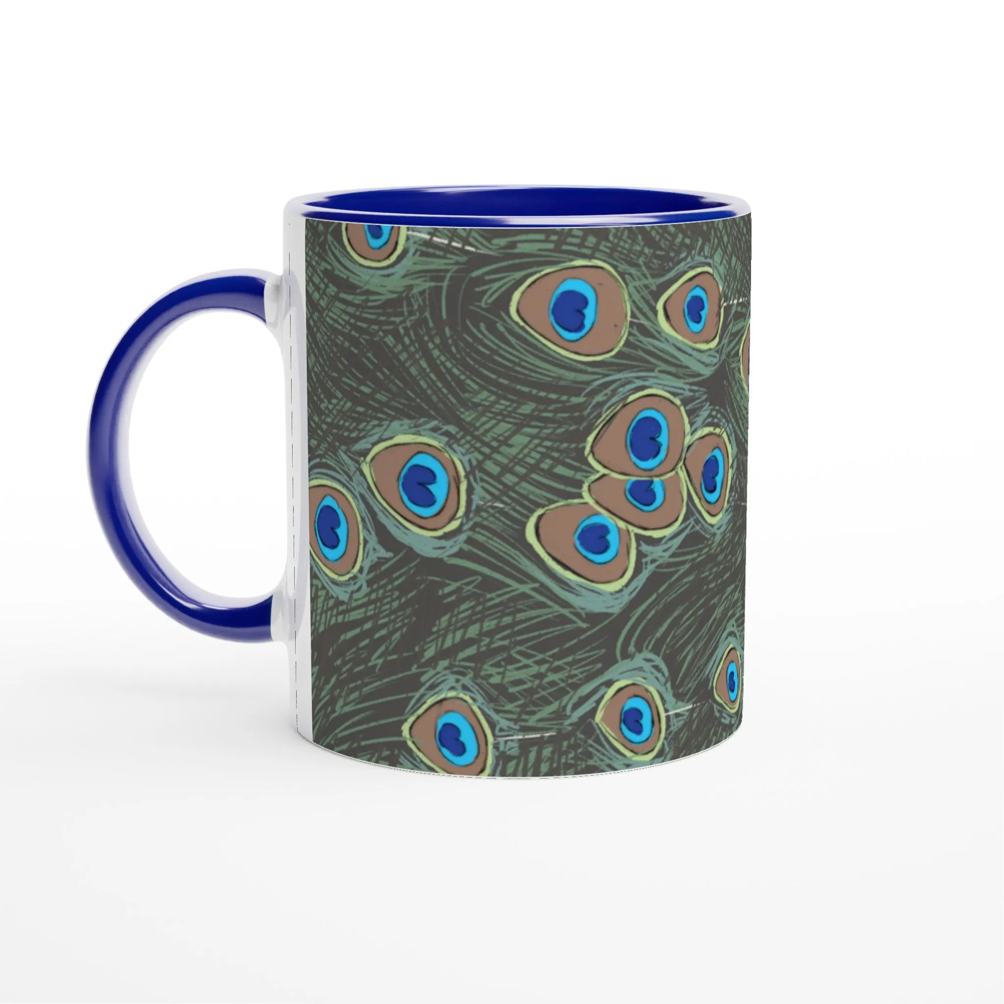 Peacock Blue 11oz Ceramic Mug with Color Inside