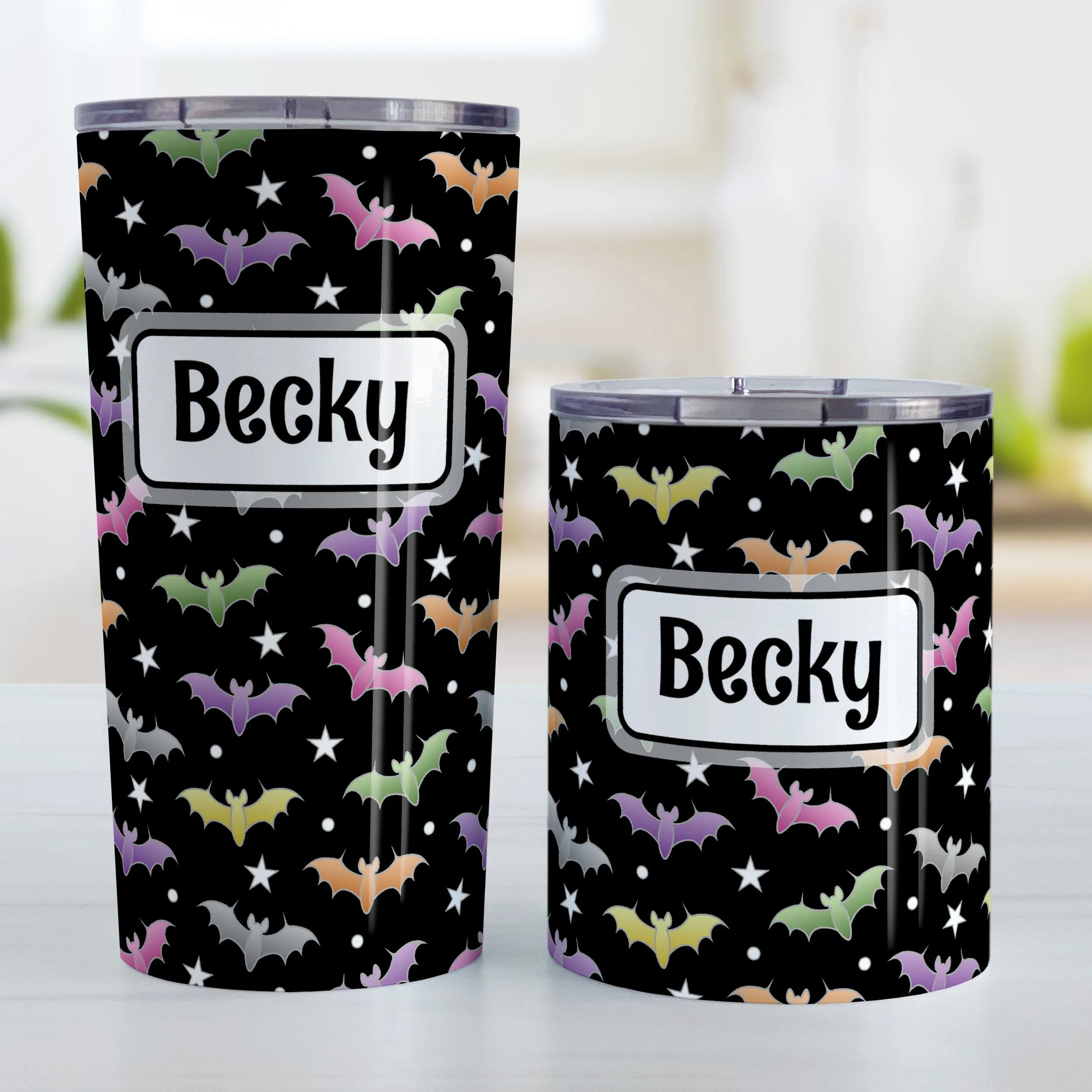 Personalized Colorful Bats Tumbler Cup