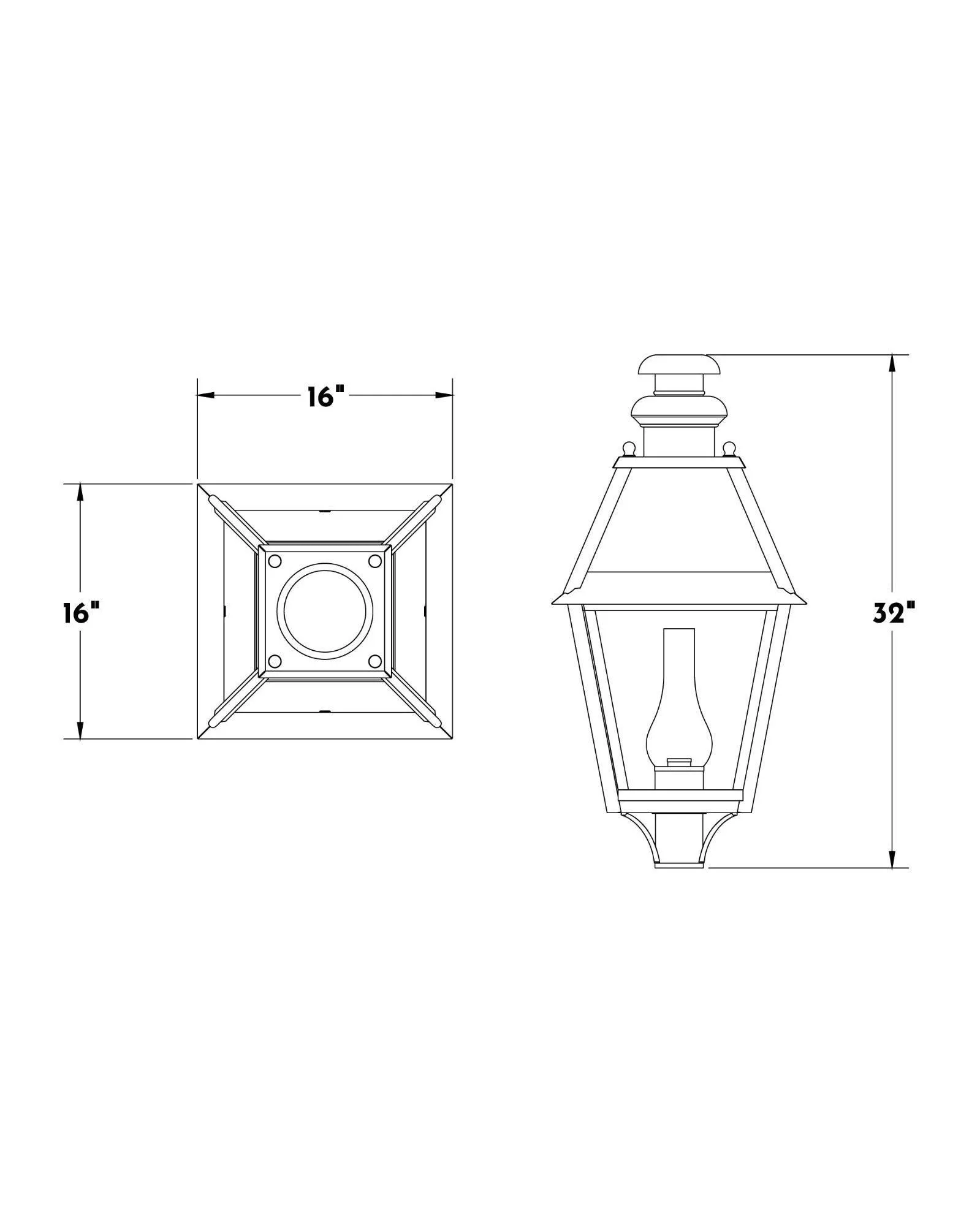 Philadelphia Exterior Post Lantern Large