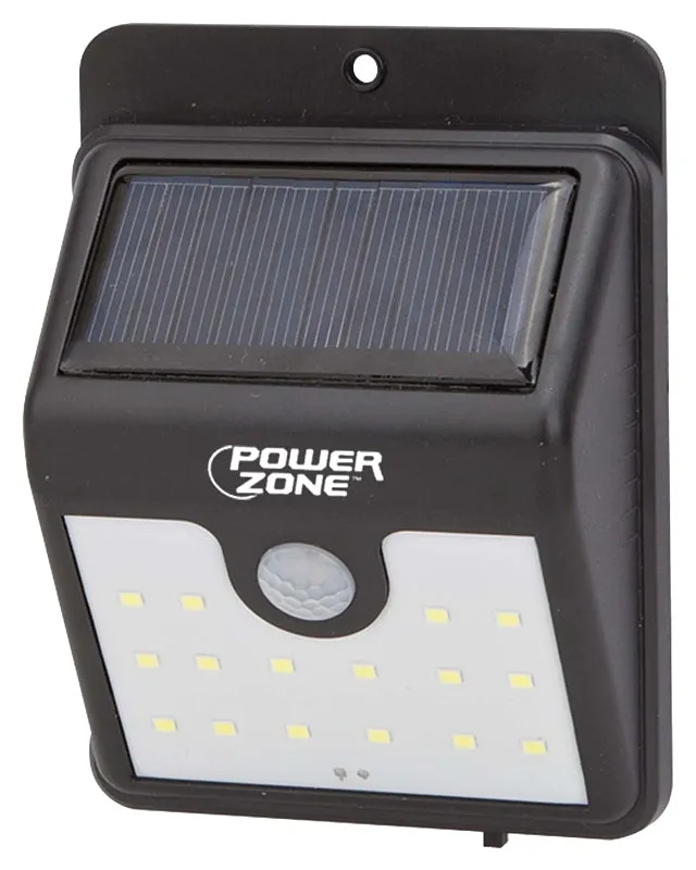 PowerZone 12539 Solar Powered Motion Sensor Wall Light, Lithium Battery, 16-Lamp, LED Lamp, ABS/PS Fixture, Black :EA: QUANTITY: 1