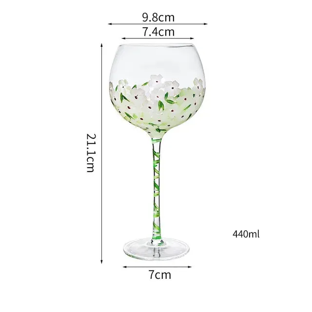 Pre Order:  Flower Hand Painted Wine Glass