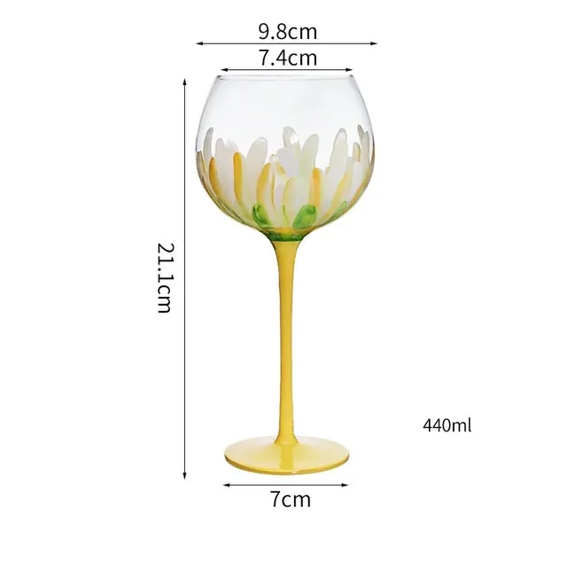 Pre Order:  Flower Hand Painted Wine Glass