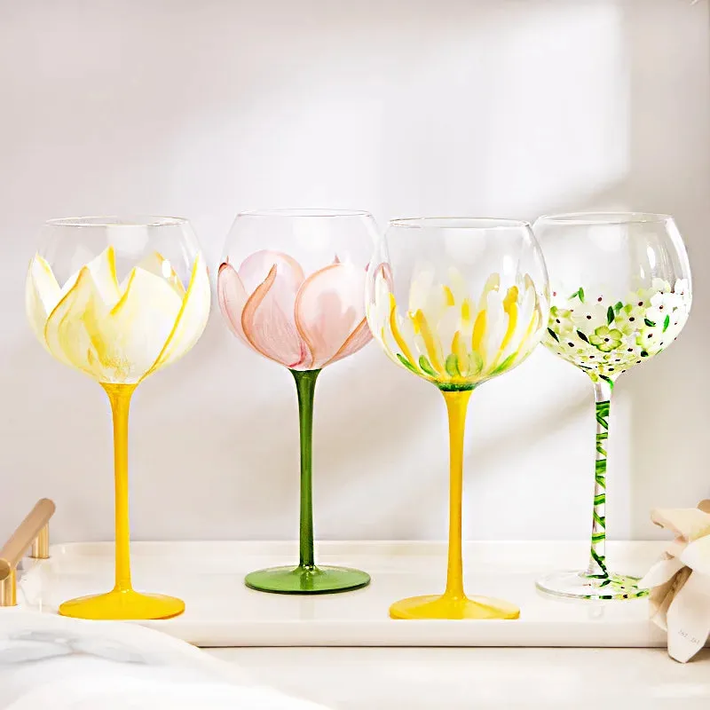 Pre Order:  Flower Hand Painted Wine Glass