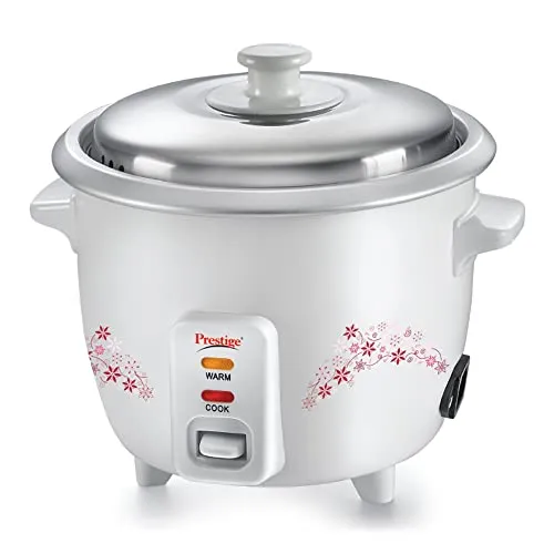 Prestige Delight PRWO 1.5 L Electric Rice Cooker|Detachable power cord|Durable body|Cool touch handles|White| Raw capacity-0.6L|Cooked capacity-1.5 L|Cooks for a family of 4 to 5 members