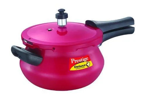 Prestige Deluxe Plus Mini Junior Induction Base Aluminium Pressure Handi, 3.3 Litres, Flame Red