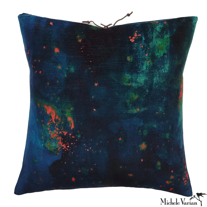 Printed Velvet Pillow Cloudy Aegean 20x20