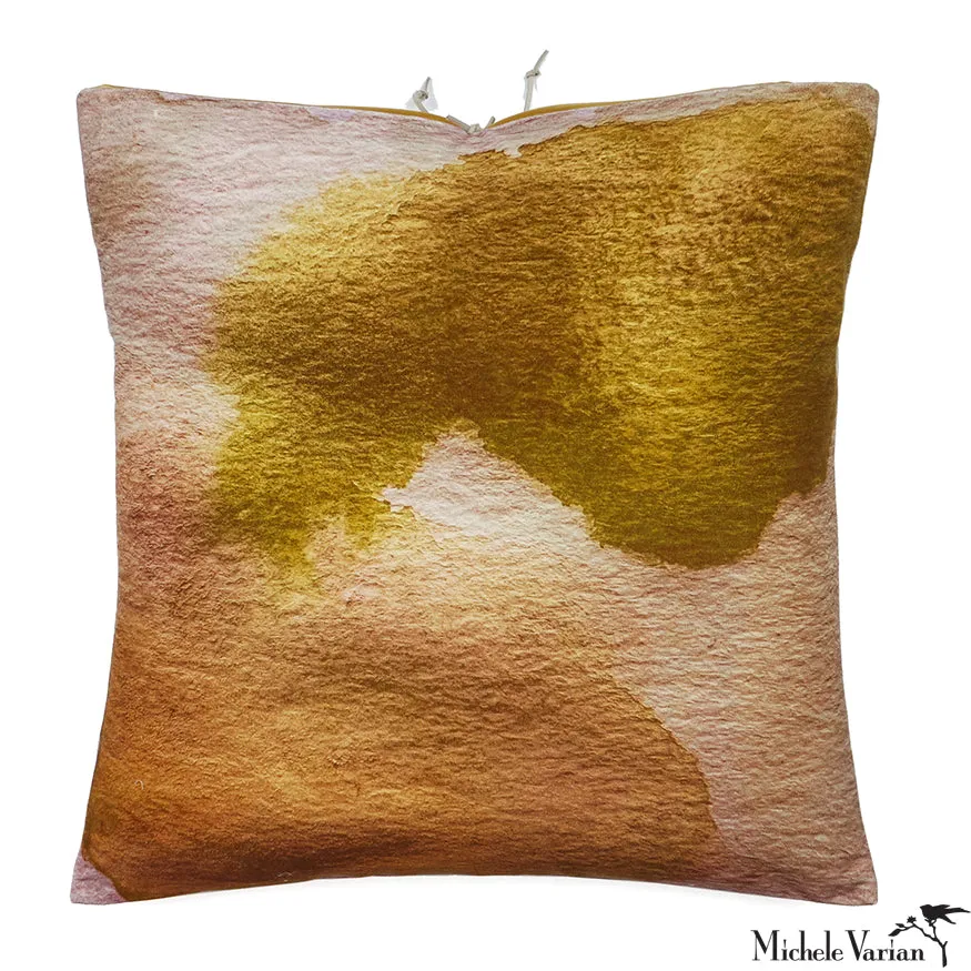 Printed Velvet Pillow Smudge Ochre 22x22