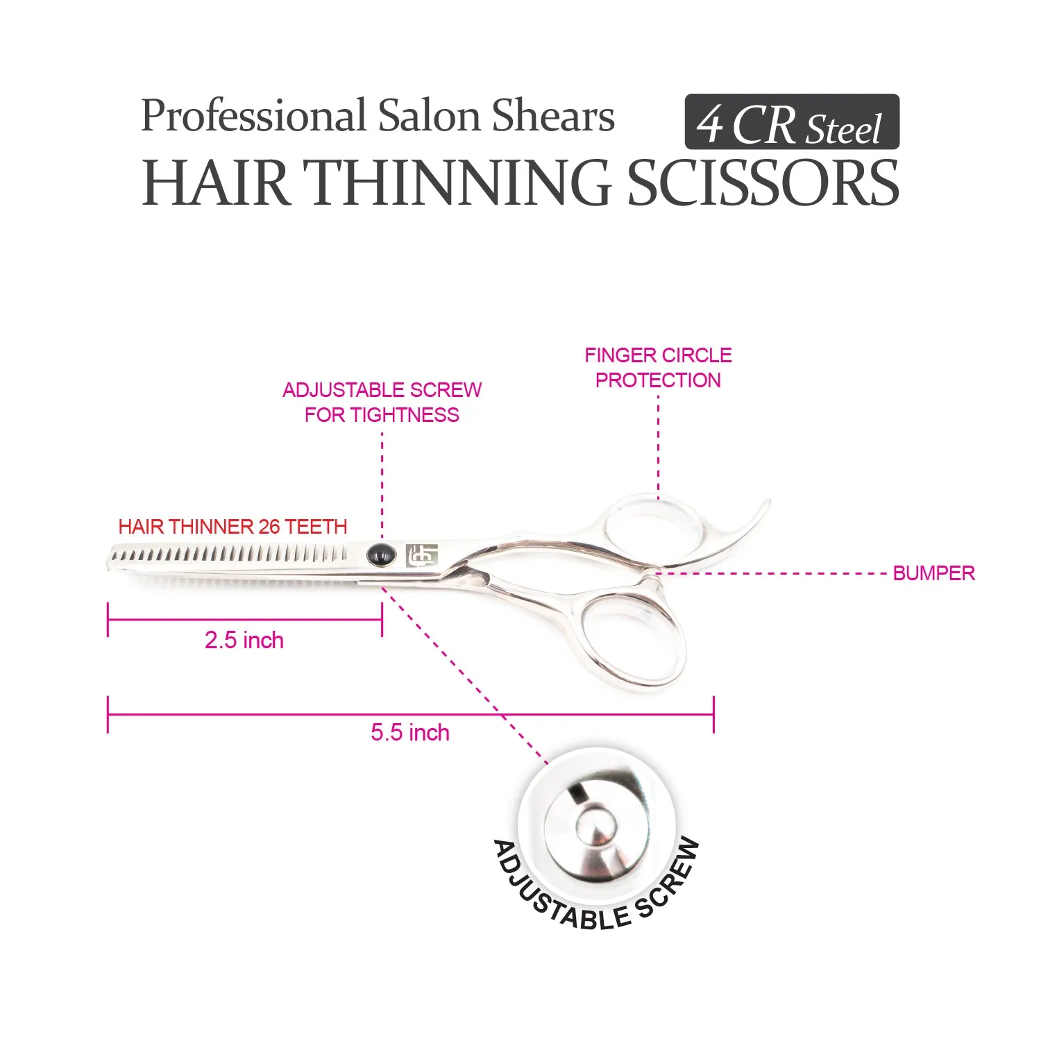 Professional 5.5" Salon Hair Thinning Scissors (4CR Steel)