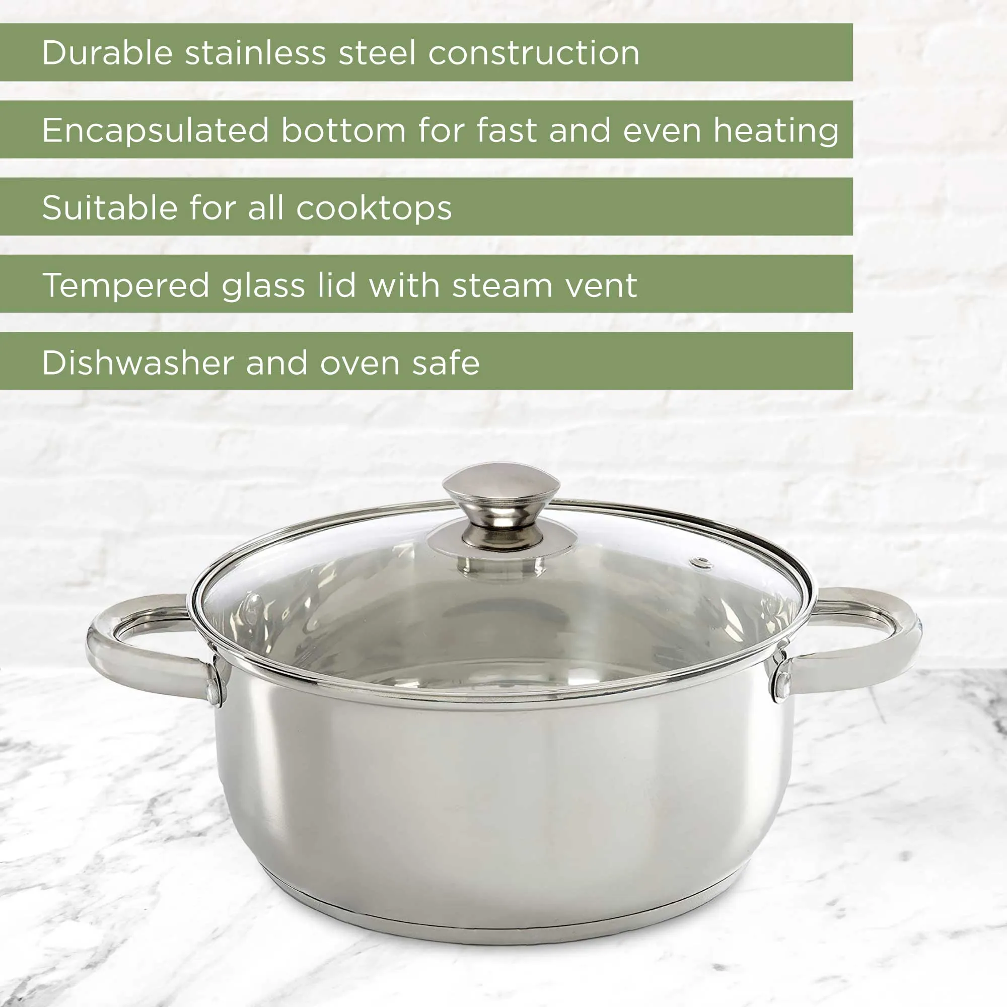 Pure Intentions Dutch Oven With Glass Lid, 5 Quart - Ecolution