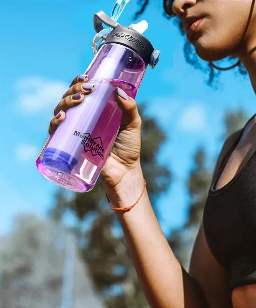 Purple Portable Water Filter Bottle