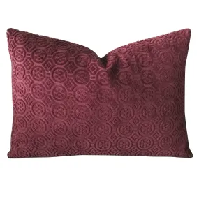 Purple Velvet Floral Geometric Jacquard Lumbar Pillow Cover 16x22