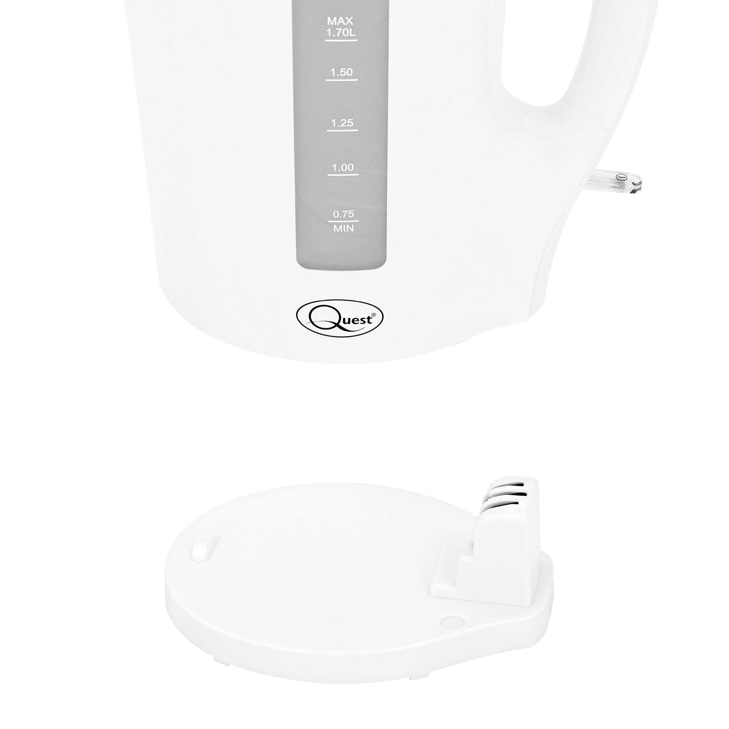 Quest 35019 1.7 Litre Electric Kettle/White/Cord Storage/Water Level Indicator/BPA Free/Automatic Cut-Off/Student Essentials for University