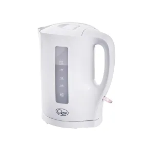 Quest 35019 1.7 Litre Electric Kettle/White/Cord Storage/Water Level Indicator/BPA Free/Automatic Cut-Off/Student Essentials for University