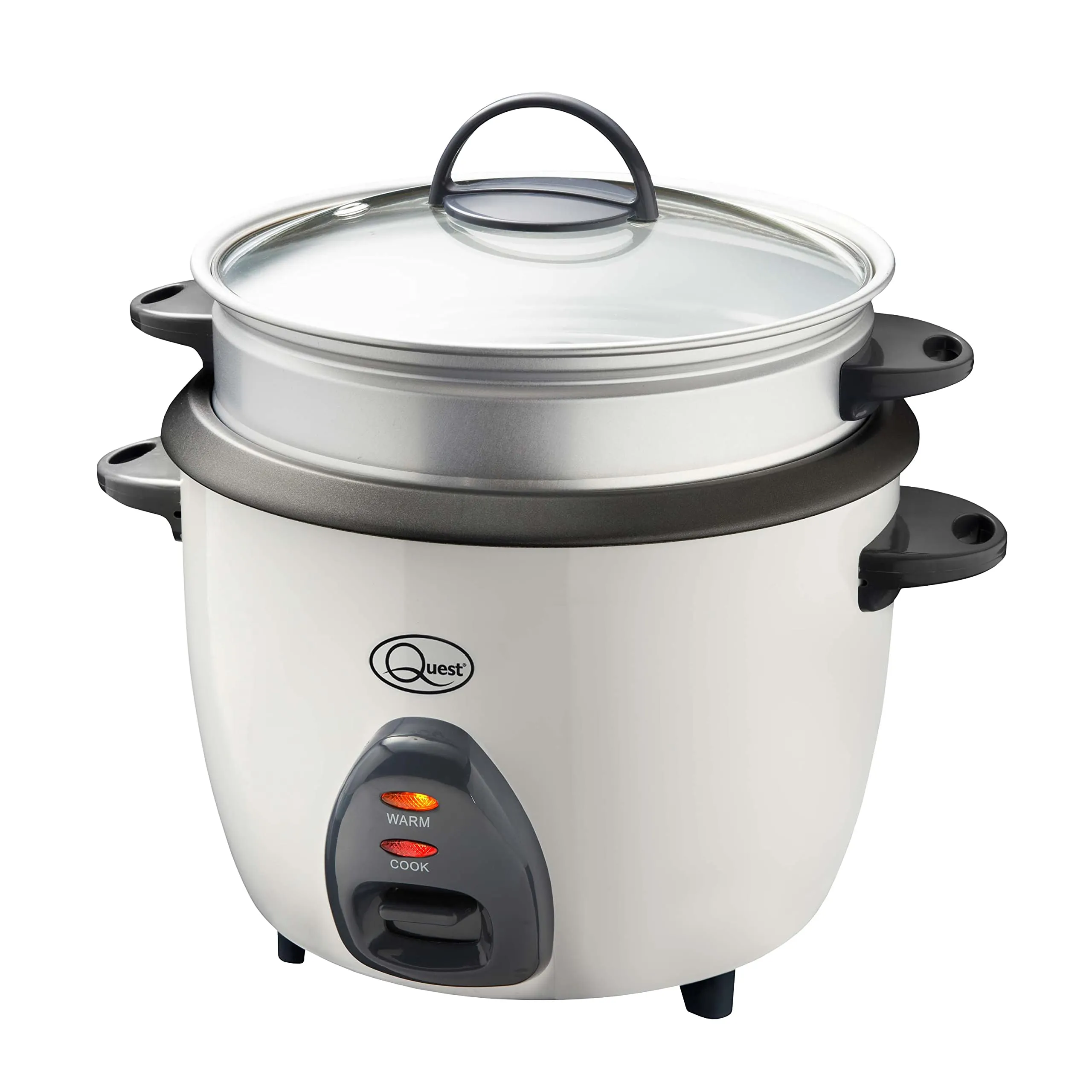 Quest 900W Rice Cooker & Steamer with Keep Warm Function, 2.2L/Non-Stick Inner Pot/Cooks Rice & Makes Healthy Steamed Vegetables/Includes Spatula & Measuring Cup