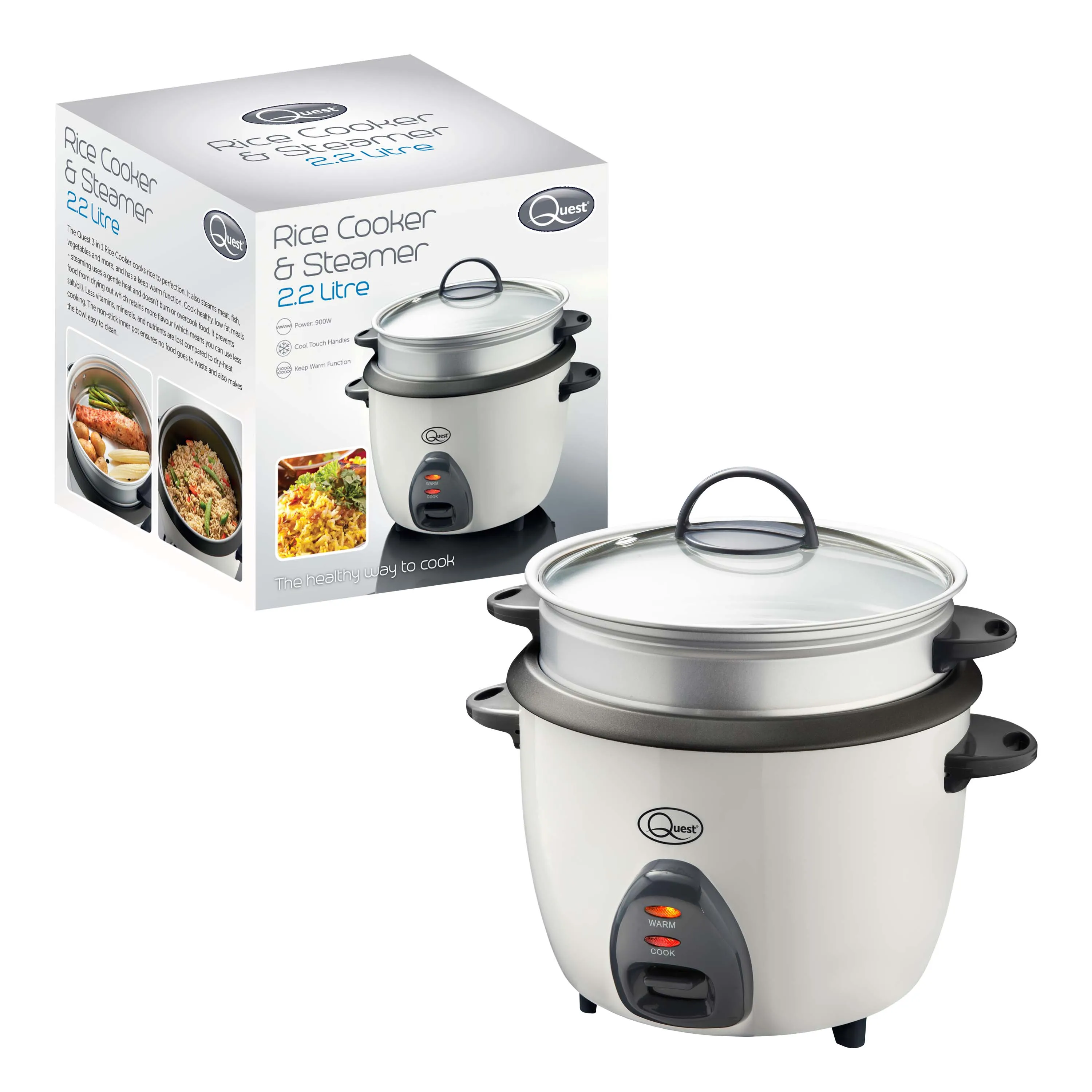 Quest Rice Cooker & Steamer 2.2L - Silver