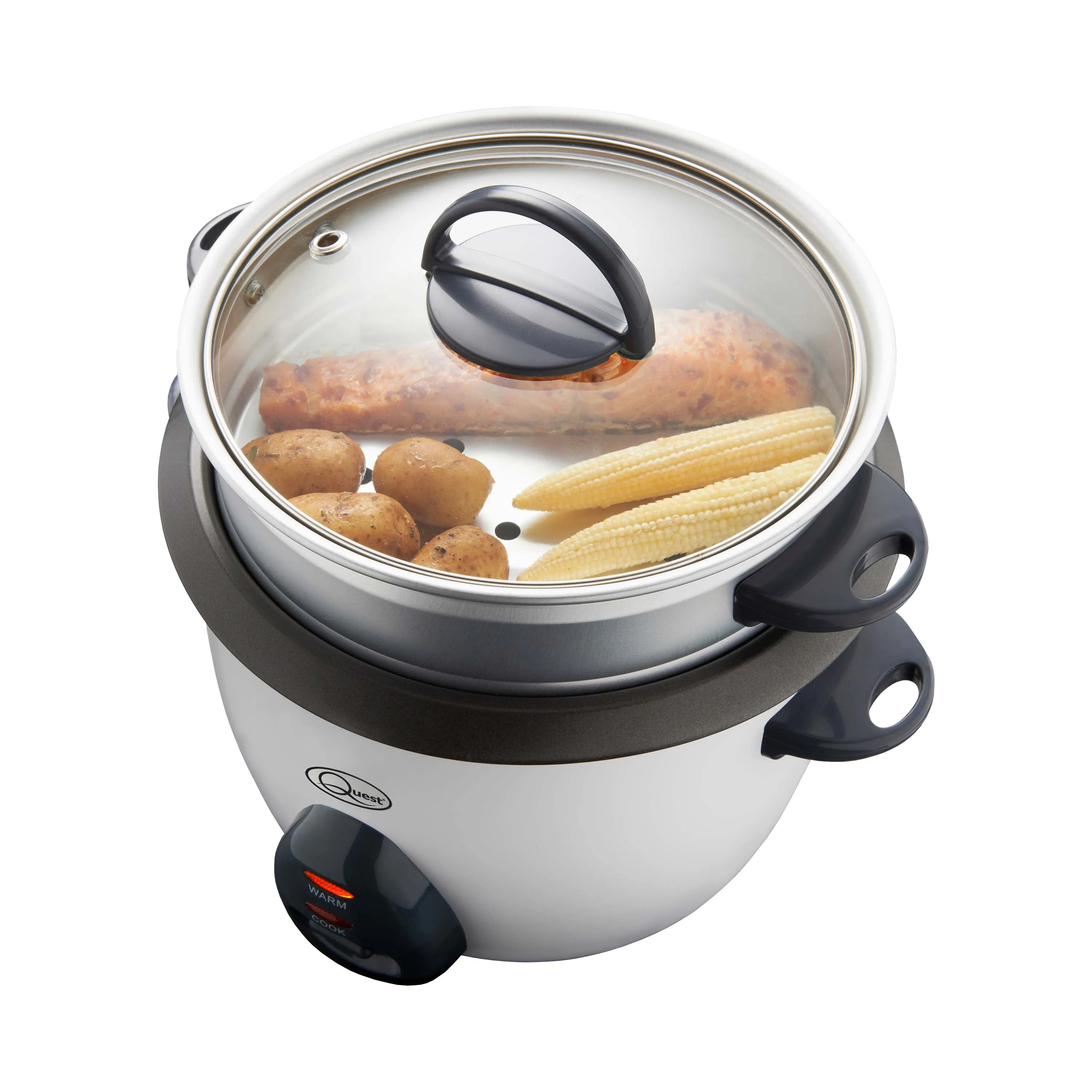 Quest Rice Cooker & Steamer with Warm setting - 1L - Silver