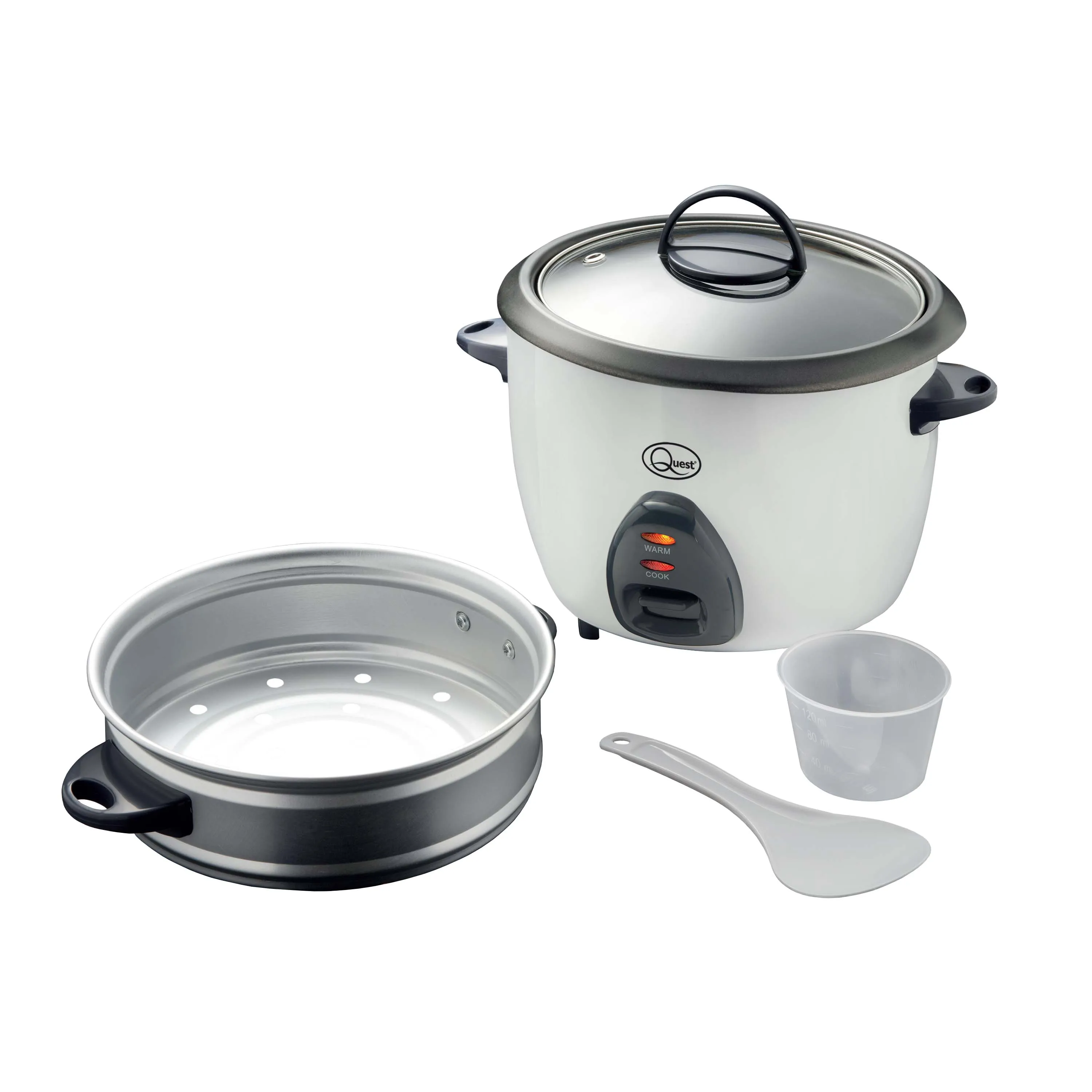 Quest Rice Cooker & Steamer with Warm setting - 1L - Silver