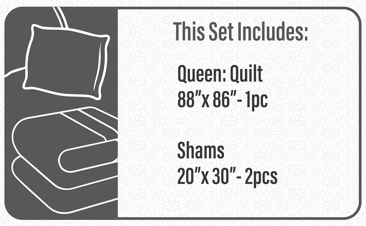 Quilt 3 Piece Set Double/Queen Fiona