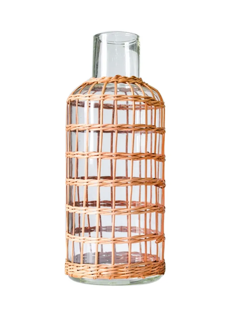 Rattan Cage Carafe or Vase, Two Sizes