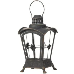 Regency International Metal & Glass Footed Lantern 8x13.75" Tall