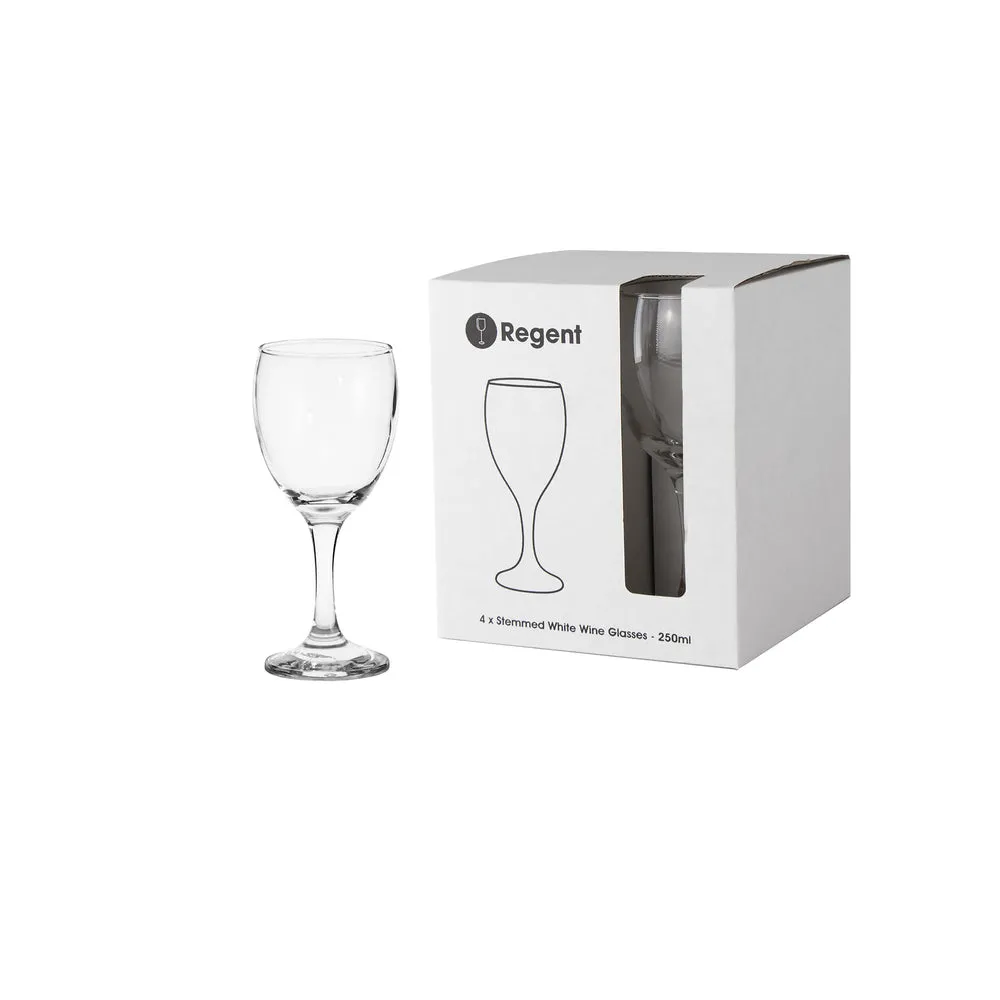 Regent Glass Tumbler 250ml White Wine Stemmed 4pack 10402